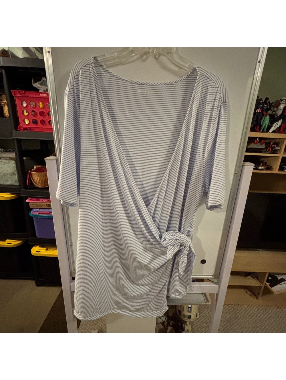 Lands' End Women's Striped Wrap Style Top, Size XL